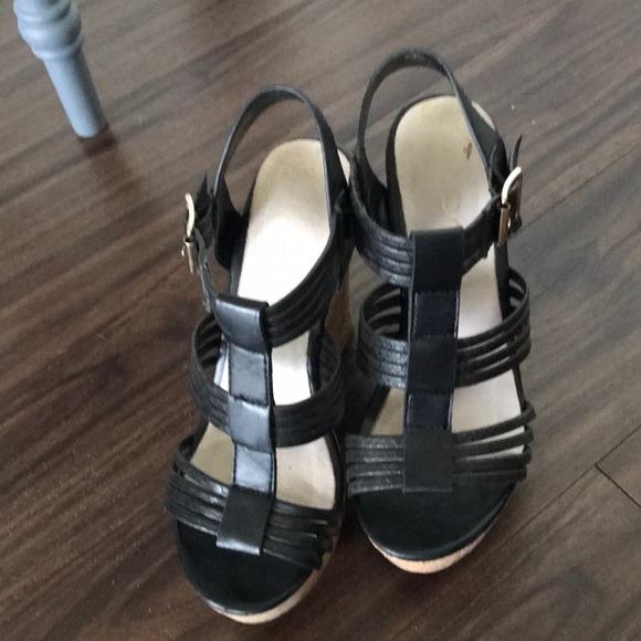 Aldo Shoes - Aldo black cork wedges strappy size 5.5